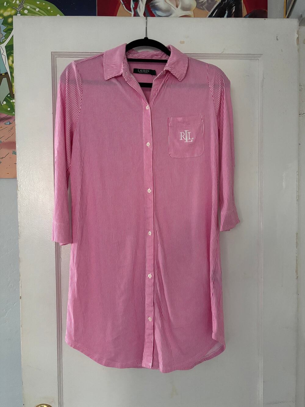 Pre-owned Striped button down Lauren Ralph Lauren sleep gow/Shirt size Small